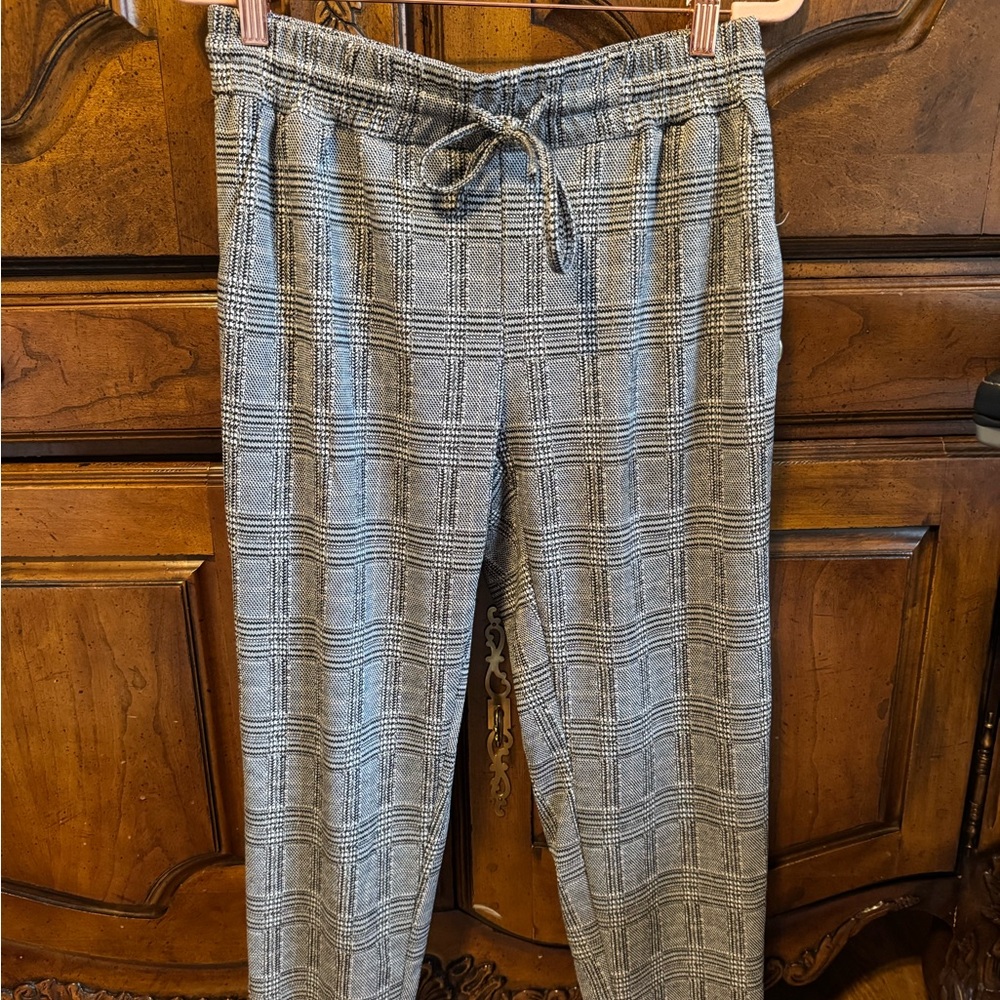Gray Plaid Jogger Pants